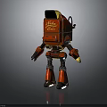 Red Robot Character Model With Mama Cakes Label And Mechanical Limbs 3d model