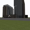 Modern Multi Storey Office Building Exterior Design With Glass Curtain Wall And Stone Exterior