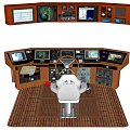 Commercial Marine Control Panel With Steering Wheel And Multiple Display Screens 3d model