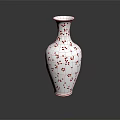 Decorative White Ceramic Vase With Red Dots Pattern And Smooth Curved Shape 3d model