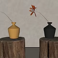 Modern Trascorso Vase Ornaments Simple Vase with Dried Branches 3d model