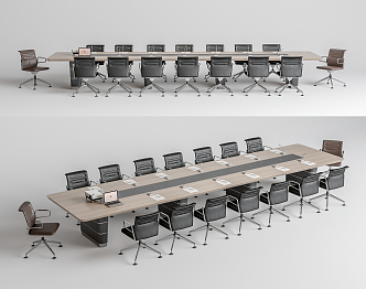 Modern Conference Table and Chair 3d model