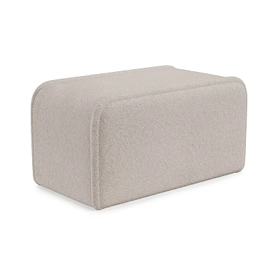 Beige Fabric Single Seater Sofa With Padded Square Design For Living Room 3d model