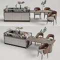 Modern Dining Table Set With Marble Countertop And Upholstered Dining Chairs