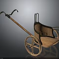 Vintage Wooden Hand Cart With Metal Frame Spoked Wheels And Handle