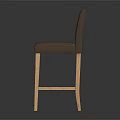 Brown Leather Bar Stool With Wooden Legs And Modern Simple Backrest Design