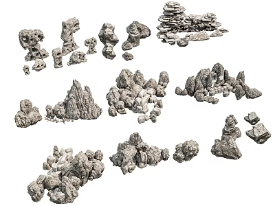 Beautiful Rockery Stones in Various Sizes and Shapes for Garden Decoration 3d model