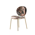 Stylish Floral Pattern Accent Chair With Golden Metal Legs And Comfortable Seat Backrest