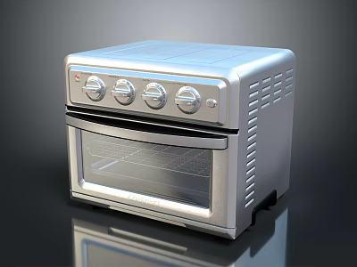 Modern Stainless Steel Countertop Kitchen Oven With Knob Controls And Glass Door Design 3d model