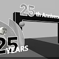 25th Anniversary Event Entrance With Decorative Spheres And Arch Structure