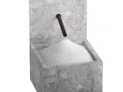 Shower Sauna Natural Bath Salt In Gray Marble Container With Black Scoop 3d model
