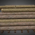 Stacked Natural Wooden Logs With Rough Surface And Round Cut Ends For Craft Use