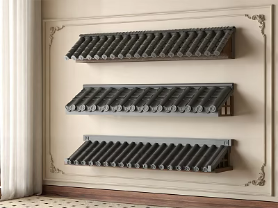 Traditional Tile Roof Decorative Components Wall Mounted Classical Style Arrangement On Beige Wall 3d model