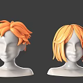 Game Movie Characters With Orange Spiky Short And Shoulder Length Layered Hairstyles On White Models 3d model