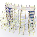 Construction Scaffolding Structure With Metal Frames Platforms Ladders And Safety Rails 3d model