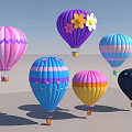 Multiple Colorful Hot Air Balloons With Floral Striped And Polka Dot Patterns