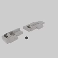 Modern Sectional Sofa In Light Gray And Beige With Soft Pillows And Modular Design