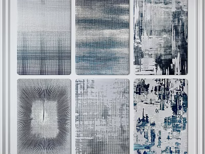 Modern Square Rugs with Abstract Patterns Blue Gray Tones and Stylish Textures 3d model