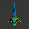Cartoon Style Green And Yellow Lizard Creature Character With Purple Eyes Standing Pose