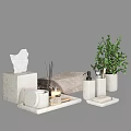 Modern Bathroom Daily Washing Essentials With Tissue Box Aromatic Sticks Candle And Plant