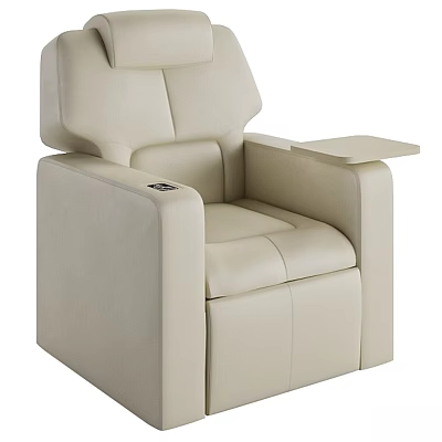 Comfortable Beige Leather Public Chair With Modern Armrests And Ergonomic Design 3d model