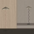 Modern Spiral Floor Lamps with Beige Lampshade and Silver Black Poles in Minimalist Interior
