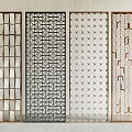 Various Modern Decorative Room Dividers With Geometric Patterns And Metal Frames 3d model