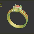 Stunning Gold Ring Featuring Central Red Gemstone And Accent Red Stones