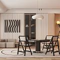 Modern Hotel Mahjong Room Interior With Sofa Table Chairs Decorative Painting Pendant Light And Rug