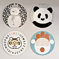 Cute Round Rugs Featuring Snowman Panda Tiger And Paw Print Patterns