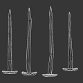 Rusty Old Iron Nails Arranged With Pointed Tips And Round Heads 3d model