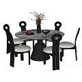 Middle Ancient Style Dining Table and Chair Combination Dining Chair Round Dining Table 3d model
