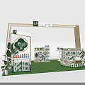 Organic Life Exhibition Booth With Product Displays Green Plants And Wooden Structure