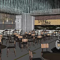 Spring Bar Exterior With Modern Geometric Design Outdoor Seating And Umbrellas