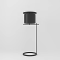 Modern Black Floor Lamp With Circular Base Slender Pole And Cylindrical Shade 3d model