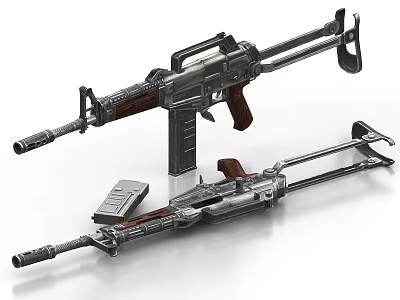 Two Military Rifles With Detachable Magazines Displayed On White Background 3d model