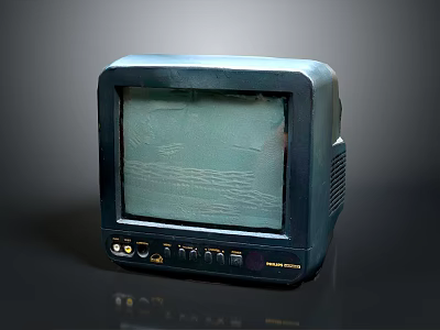 Vintage Electronic Appliance Old Television With Scratched Screen And Bottom Ports 3d model