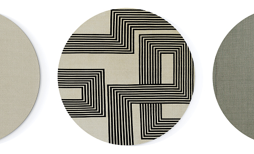 Modern Round Carpet light gray Abstract Pattern Round Carpet Combination 3d model