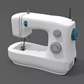 White Sewing Machine Featuring Blue Rotary Knobs And Adjustable Control Dials For Home Craft Projects 3d model