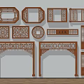 New Chinese-style openwork grilles window grilles window grilles doors and windows 3d model
