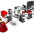 Diverse Modern Coffee Makers And Small Kitchen Appliances Collection For Home Use 3d model