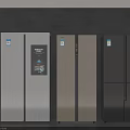 Modern Refrigerators In Various Colors With Side By Side Multi Door And Digital 3d model