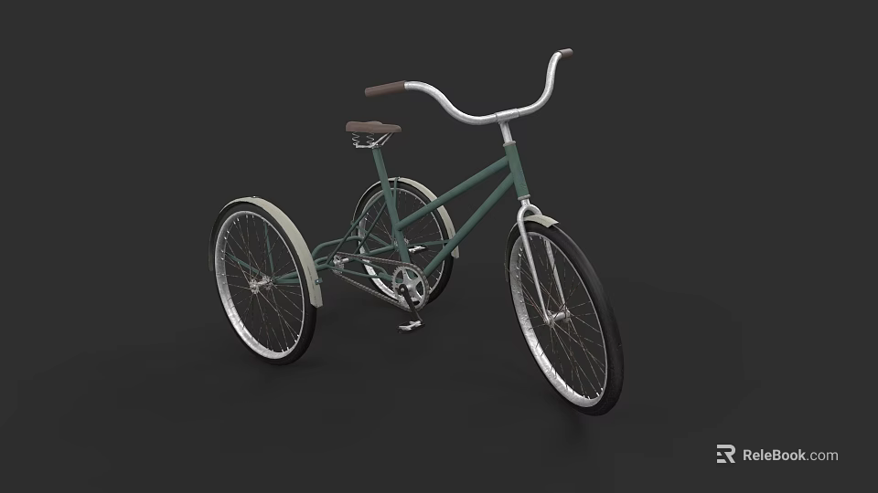 Vintage Green Bicycle With Brown Seat White Tires And Classic Frame Design 3d model 