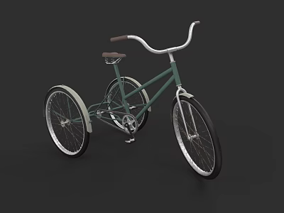 Vintage Green Bicycle With Brown Seat White Tires And Classic Frame Design 3d model