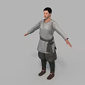 A Man In Gray Tunic Brown Belt Dark Pants Brown Shoes Arms Outstretched