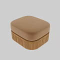 Modern Beige Upholstered Sofa Stools With Fluted Natural Solid Wood Base For Cozy Living Room
