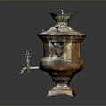 Traditional Brass Samovar With Ornate Design Crown Top And Decorative Handles For Tea Serving