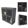 Modern Gray Console Cabinet With Mesh Doors And Storage Shelves For Entryway