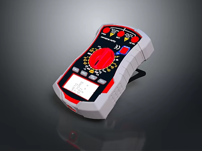 Red Black Digital Multimeter with Rotary Knob and LCD Display Screen for Electronic Testing 3d model