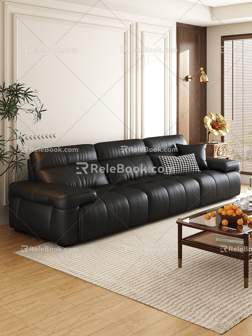 Mid-ancient style sofa coffee table combination 3d model